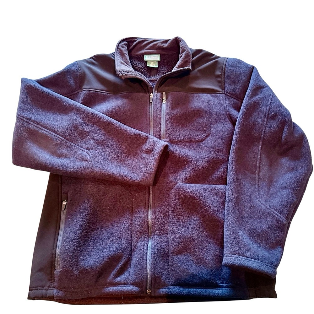 VTG Y2K LL Bean Fleece Jacket Polartec Full Zip Navy Sz L Gorpcore - Picture 2 of 6